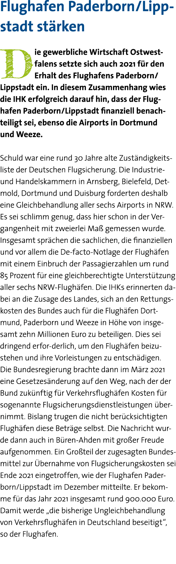 Flughafen Paderborn Lippstadt stärken Die gewerbliche Wirtschaft Ostwestfalens setzte sich auch 2021 für den Erhalt d   