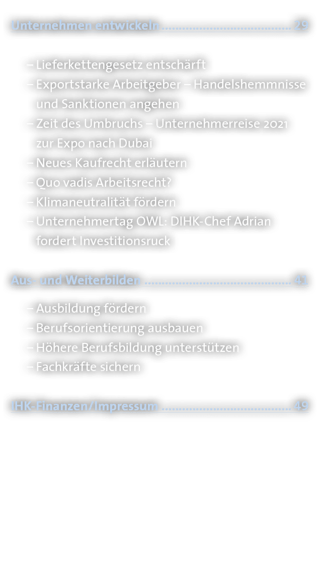 Unternehmen entwickeln 29   Lieferkettengesetz entschärft   Exportstarke Arbeitgeber   Handelshemmnisse  und Sanktion   