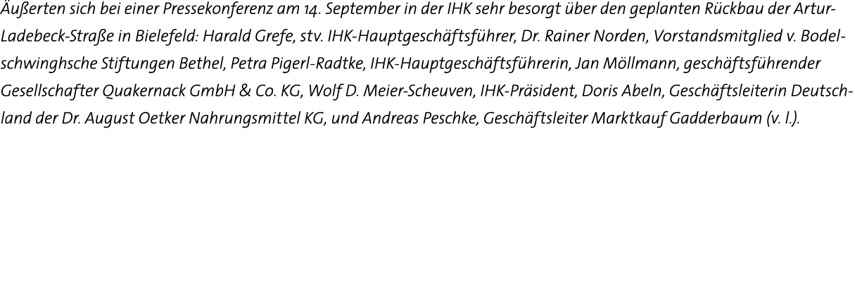 Äußerten sich bei einer Pressekonferenz am 14  September in der IHK sehr besorgt über den geplanten Rückbau der Artur   
